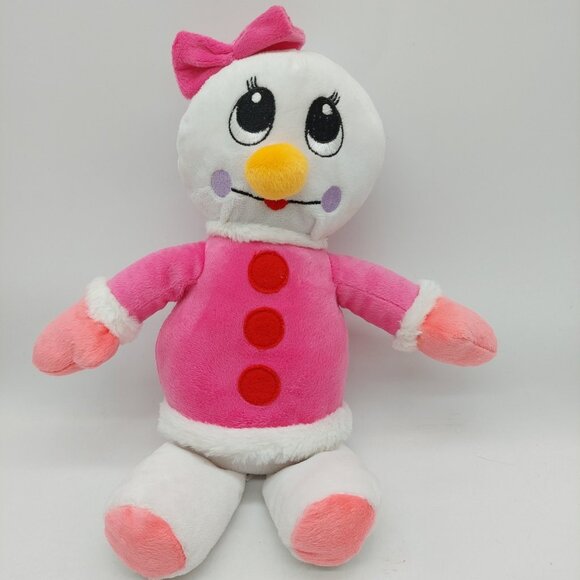 Kellytoy Girl Snowman Pink Jacket Mittens Bow Plush Stuffed Animal 12" Stuffed - Picture 9 of 9